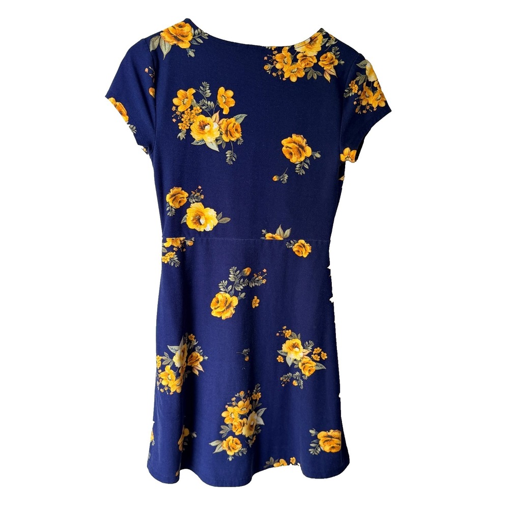 Arizona Jean Co Dress S Blue Yellow Floral V-Neck Sundress Indie Boho Cottage - Picture 2 of 8